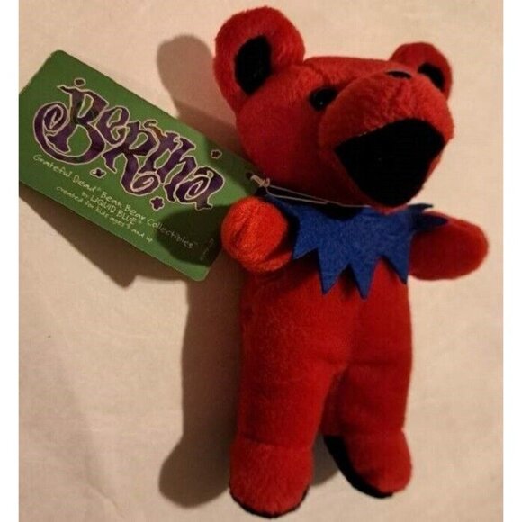 Red Bertha Bear Grateful Dead Beanie Limited Edition Plush Doll Novelty Beanbag - Picture 2 of 4
